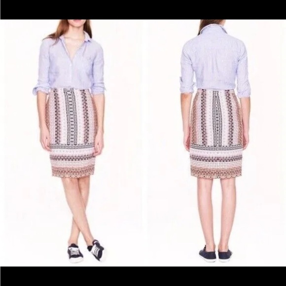 J CREW NET A PORTER DESIGNER GEOMETRIC PRINT MULTICOLOURED SKIRT Size 2 - Picture 2 of 13